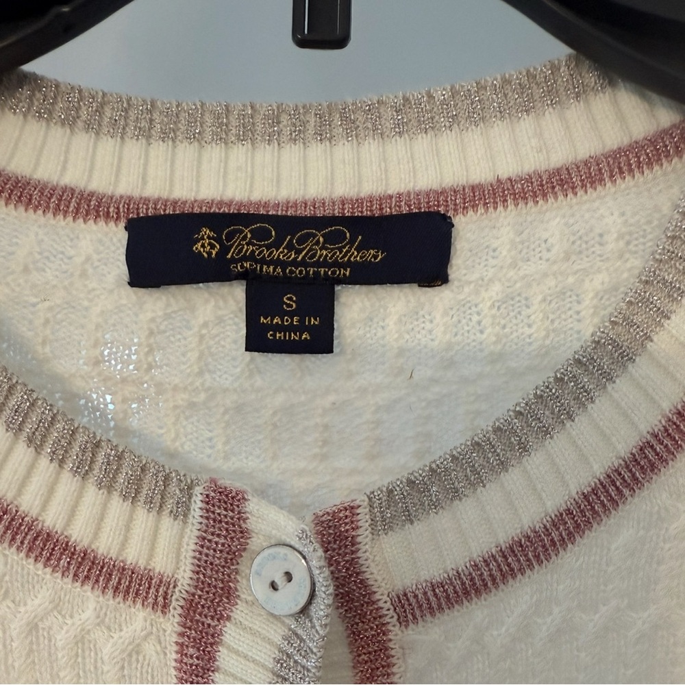 Women's cotton Cream Cardigan Sweater - Picture 10 of 10